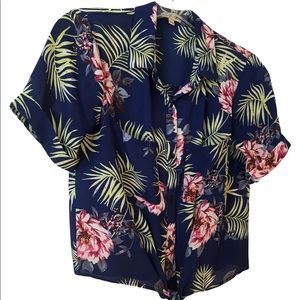 Lily White Tie Front Sheer Blouse Women's Size S